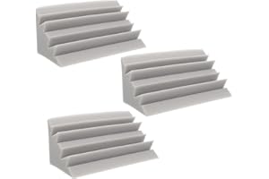 COHEALI Pack of 3 Acoustic Foam Bass Traps Acoustic Foam Corner White Bass Sound Insulation Foam High Density Studio Foam
