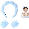 Set 6 Pezzi Fascia E Polsini Per Skincare | Morbido In Pile Corallo E Spugna | Per Lavaggio Viso, Trucco, Spa, Antiscivolo | Regalo Per Donna E Ragazze