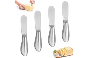 Vyanveo 4 Pezzi Coltello da Burro in Acciaio Inossidabile Piccolo Coltello Burro 13.5 x 2.5 cm Spalmaburro Coltelli da Burro per Spalmare Marmellata Formaggio Panna (Argento)
