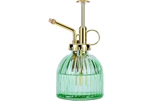 Eidoct Flacon pulvérisateur en verre pour plante - 16,5 cm - Vert + doré - Petit arrosoir - Pour intérieur et extérieur - Vert + doré