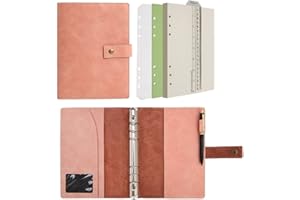 Wonderpool Binder skórzany dziennik zestaw wielofunkcyjny do wielokrotnego napełniania notatnik spiralny pamiętnik - kratka w kropki papier i kieszenie wewnętrzne z prawdziwej