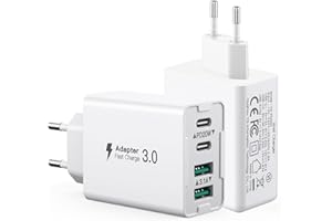 SCCVEE [2 sztuki] Ładowarka USB C 40 W, 4-portowa ładowarka z USB-C i USB-A, szybkie ładowanie USB C podwójny port PD+QC, wieloportowe złącze ścienne typu C, kompatybilne z iPhone 14/15/13/12/Samsung/Tablet