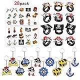 PERFEKT FÜR Piraten Kindergeburtstag Spielzeug Mitgebsel - 12pcs Gummi Piraten ringe, 12pcs Piraten Schlüsselanhänger und 48pcs Piraten temporäre Tattoos kindertattoos. Vervollkommnen Sie für Partytüten füller, Piratent Geburtstags Party zubehör. Halloween Weihnachten Mitgebsel, Werbegeschenke, Piñata Füllstoffe, Spiel Preise, Schulklassenzimmer Belohnungen, etc.
