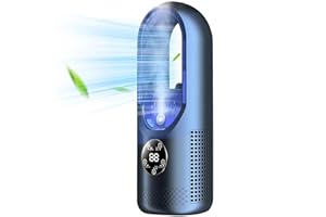 XINYUNXIN Ventilatore USB multifunzione senza pale, ventilatore di raffreddamento a 6 velocità con funzione timer, ventilatore verticale senza pale con display a LED, a basso rumore, portatile (Blu)