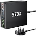 FINIBO 570W USB C Charging Station - 8 Port With 5 USB C and 3 USB A, Quick Charger Multiple Dual PD PPS for Laptop, MacBook Pro/Air, iPad, iPhone Series, Samsung
