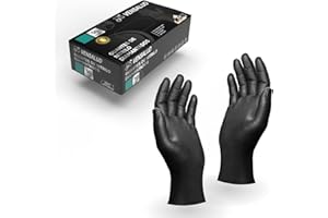 VENSALUD | Diamentowe rękawice nitrylowe | Bardzo mocne i wytrzymałe | Do warsztatów mechanicznych, ogrodnictwa, kuchni, montażu, weterynarii, sprzątania | Bez lateksu | 50 szt. | Czarny | L