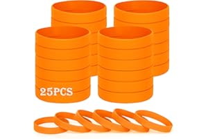 HONTIUS 8'' Braccialetti In Gomma, 25 Pezzi Braccialetti In Silicone, Arancione Vuoto Elastici di Gomma per Uomo Donna Scuola Insegnante Squadra Festa