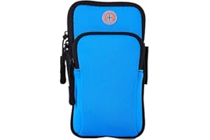 CRSUSUKJ Armband Armtasche, Sportarmband Mit Kopfhörer Tasche Sportarmband Handytasche Sport, Handyhülle Running Armband,Umhängetasche Outdoor Gürteltasche Reisepass Brieftasche mit Kopfhörerloch… (blau)