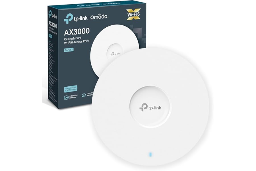 TP-Link EAP653 AX3000 WiFi 6 Wireless Access Point, Dual Band Gigabit, PoE+ Powered, 160MHz Channel, Seamless Roaming, Ceiling Mount Wi-Fi Access points, Omada Mesh, Cloud Centralized Management