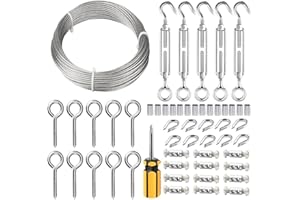 TooTaci 30M Edelstahl Drahtseil Set, 1,5mm Stahlseil mit M5 Spannschrauben & Augenschrauben, Ideal für Rankpflanzen, Spaliersysteme, Außenbeleuchtung