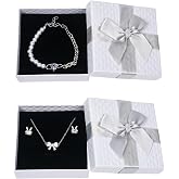 9 x 9 x 3 cm Jewellery Box Gift Box with Lid   Pack of 2 Small for Necklace Earrings Bracelets