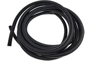 TEMPROAD Black 5M Length Flexible Corrugated Bellow Conduit Protective Tube Pipe Hose Sleeve for Car，Garden,Office Electric Wiring 10mm*13mm …
