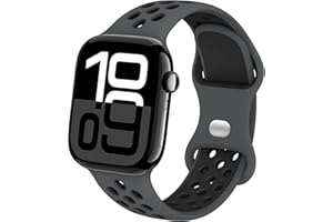 YOOHOO Transpirable Silicona Correa Compatible con Apple Watch 40mm 44mm 38mm 46mm 45mm 41mm 42mm 49mm, Deportiva Silicona Correas para iWatch Series11 10 9 8 7 6 5 4 3 2 1 SE Ultra 3/2/1, Hombres y Mujeres