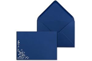 NEUSER PAPIER Navidad Sobres pantalla nsterne, color Umschlag Blau // Sterne Silber DIN C5 - 25 Stück