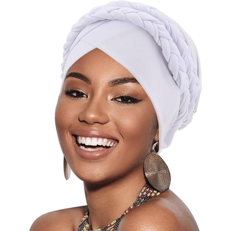 Double Braid Pre-Tied Head Wrap Turban | Stretchy African Head Scarf For Women & Girls - View #9
