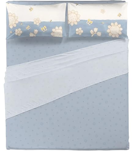 Set Letto THUN Elegance 100% Cotone – Federa E Lenzuolo Con Motivi Floreali, Toni Neutri, Lavabile A 40°C