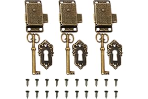 Tingz 3 pcs Serratura Di Sicurezza in Metallo Retrò Antica Antiquariato Serratura antica per armadi antichi Serratura decorativa per mobili con chiave e viti