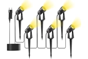 ‎YUUSEI Yuusei Gartenbeleuchtung 6er Set/20M, Warmweiß 3000K Led Strahler Außen, IP65 Wasserdicht Gartenlampe für Außen Garten Terrasse Bäume Rasen