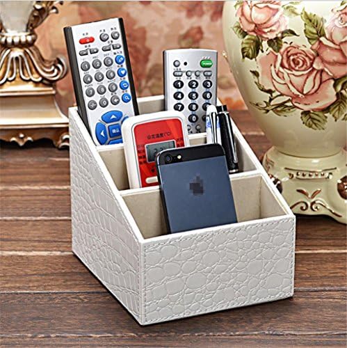 KKLL Storage Box PU Leather 3 grid Remote control Mobile Phone Finishing box Office desk Stationery Pen holder Organizer Box , 6