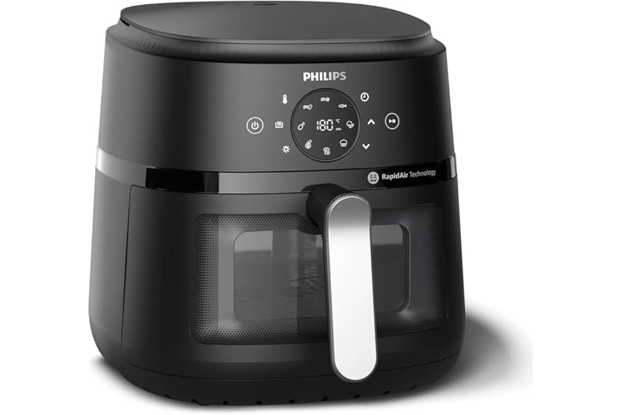 Philips Airfryer 2000 Series - Fryer 6.2L with Cooking Window, RapidAir, 13 Cooking Modes, 90% Less Fat, Easy to Clean, Touchscreen, Energy Saving (NA230/00)