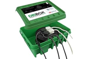 DRiBOX boîte de connexion électrique extérieure étanche IP55 - Boîtier pour cordon d'alimentation pour lumières de Noël, minuteries, rallonges, câbles, bobines (Vert, Grande)