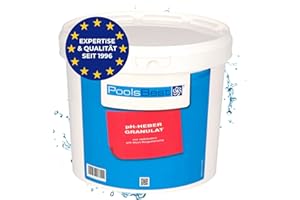 PoolsBest pH Heber Granulat 5kg I hochwertiger pH-Wert Heber Pool I Poolpflege pH Plus zur optimalen pH-Wert Regulierung I pH Heber Pool-Granulat inkl. Messbecher I pH-Wert erhöhen Pool
