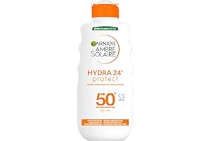 Garnier Ambre Solaire Hydra 24 Hour Protect Lotion, Water Resistant Sunscreen, With Shea Butter, Uva And Uvb Protection, Unscented, Sun Protection Factor 50, 200 Ml, Pack Of 1