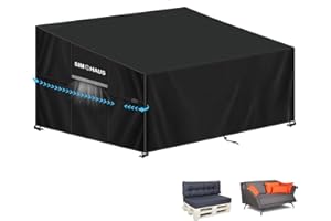 SIMPHAUS Abdeckhaube Palette Abdeckplane Palettenmöbel Abdeckung für Gartenbank 2 sitzer Outdoor-Sofa Abdeckung Wasserdicht UV-Beständiges 420D Oxford Gewebe Abdeckplane Palettensofa 135x99x89/61cm