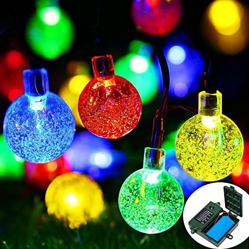 [Rechargeable Battery Included] Battery Operated Christmas String Lights with Timer, easyDecor (30 LED 21ft) 8 Modes Bubble Crystal Ball Lights for Outdoor Decorative, Party, Patio (Multicolored)
