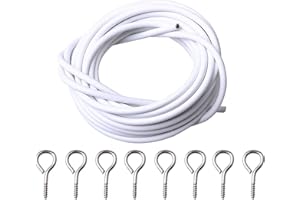 SUFE So useful 3M CURTAIN WIRE SET WITH 16 HOOK AND EYE FITTINGS WHITE WINDOW NET CORD CABLE