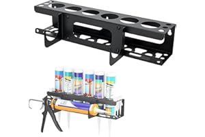 TWSHINY Silicone Tube Storage Holder, Wall Mount Caulking Tube Storage Rack,Caulking Guns Metal Holder Van Tool Storage,Van Racking Accessories Holds 6 Tubes Caulking Nozzle
