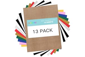 HIKENRI HTV Heat Transfer Vinyl Bundle: 13 Pack 12"x 10" Iron on Vinyl per T-Shirt, 9 Colori Assortiti per Cricut, Silhouette Cameo o Heat Press Machine