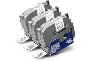 3x Labelwell 24mm TZ-151 Transparente Compatible Cinta Etiquetas para Brother TZe-151 TZe151 24mm para Brother Ptouch PT-P710BT P750WVP P750W PT-P700 PT-H500LI P900W P950W P950NW, Negro sobre Clear