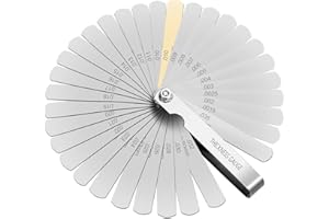 Treki Jauge d'Épaisseur Pliable, Jauge de Cales Réglage à 32 Lames Métrique et Impérial en Acier Inoxydable pour Moteur Bougie Soupapes