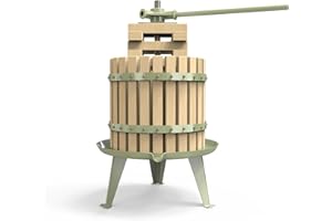 SQUEEZE MASTER Fruit Wine Press - 100% Nature/Healthy Apple&Grape Crusher Manual Juice Maker for Kitchen, Solid Wood Basket with Blocks Cider Wine Making Press (LFGB Certified,Heavy Duty) (1.6 Gallon, Green) (12L)