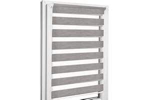 ‎HOME-VISION Home-Vision® DuoRollo Klemmfix, Doppelrollo ohne Bohren mit Klämmträgern, DuoRollos für Fenster und Türen (Holzlook Grau, B80cm x H220cm)