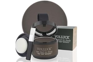 VOLLUCK Poudre pour Racines Cheveux 4g – Couverture Efficace des Cheveux Blancs & Zones Clairsemées, Facilité d’Application, Fini Naturel – Pour Homme et Femme (Marron Moyen)
