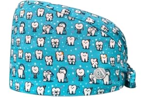 SORPRESA DENTAL Cappello chirurgico per dentisti, cappelli infermieristici, assistenti dentali, igienisti, tecnici dentali. Disegni dei denti - impianti, turchese, Taglia unica