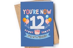 GREETING CARDS FOR EVERYONE Biglietto Auguri 12 Anni Ragazza, Ragazzo - 12 Anni Regali per Compleanno - Biglietti Tanti Auguri Uomo, Donna - Idee Regalo Anni per Lei, Lui - Biglietto Divertente Figlio, Figlia - NUM 102