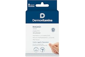 Ragadi Cerotti Dermovitamina - Medicazione Fissurazioni - Sollievo Immediato - Favorisce la Guarigione - Protegge dagli Urti - Resistenti all'Acqua - Ritagliabili - 8 Cerotti
