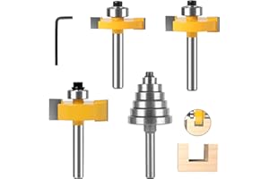 YUANYUU 3 Stück Planfräser 8mm Schaft, Fräser für Oberfräse, Fräser für Oberfräse 8mm Schaft, Oberfräse Fräser Set mit 6 Einstellbaren Lagern, Nut und Feder Fräser für die Holzbearbeitung