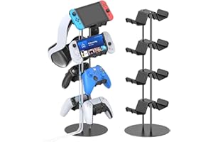Uchwyt kontrolera Kytok 4 poziomy z uchwytem na zestaw słuchawkowy na biurko, uniwersalny stojak na kontroler kompatybilny z Xbox PS5 PS4 Nintendo Switch, stojak słuchawkowy na 8 pakietów kontrolerów