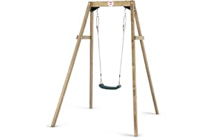 Plum Play Outdoor Kids Garden Dimensional Classic FSC Wooden Double or Single Swing Set with Heavy Duty Seats and Soft Feel Rope - Max User 50kg (Single)
