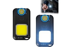 iodoo Lampada a LED con Clip, Luce da Lavoro Luce COB Portachiavi Torcia Ricaricabile USB, Mini Torcia a LED Portatile Multifunzionale di Emergenza Luce da Lavoro Impermeabile, per Campeggio, Regalo