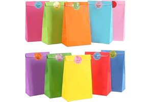 ‎AUERVO Papiertüten Bonbon Geschenktüten, 20 Stück Bunte Kraftpapier Goodies Geschenktüten mit 20 Stickern zum Verpacken von Geschenken, DIY, Hochzeit, Kindergeburtstag, Weihnachten Osterfeiern