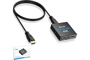 eSynic 1 x 2 HDMI-splitter, 4K HDMI-splitter 1 i 2 ut HDMI-förstärkaradapter aluminium V 1.4 HDCP med strömadapter stöder 3D