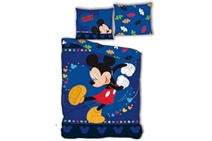 AYMAX S.P.R.L. Disney, Juego de Cama (Funda nórdica de 140 x 200 cm y Funda de Almohada de 63 x 63 cm), diseño de Mickey Mouse
