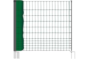 VOSS.FARMING Red para gallinas “farmNET”, Rollo de 50m de Longitud y 112cm de Altura, 16 Postes con Punta Doble y Kit de reparación, Verde, no electrificable