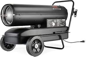 VEVOR Calentador de Aire Forzado a Queroseno/Diésel, 100 000 BTU, Portátil con Control de Termostato, Tanque de 38 L, para el Hogar, el Lugar de Trabajo, la Industria, Negro, 915 x 475 x 600 mm