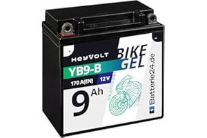 ‎BATTERIE24.DE HeyVolt GEL Motorradbatterie 12V 9Ah 12N9-4B-1 YB9-B CB9-B 50914 12-9-4B-1 JMB9-B